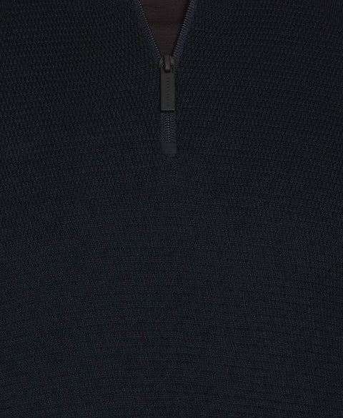 Big & Tall Textured Merino Blend Quarter Zip Sweater Dark Sapphire Perry Ellis