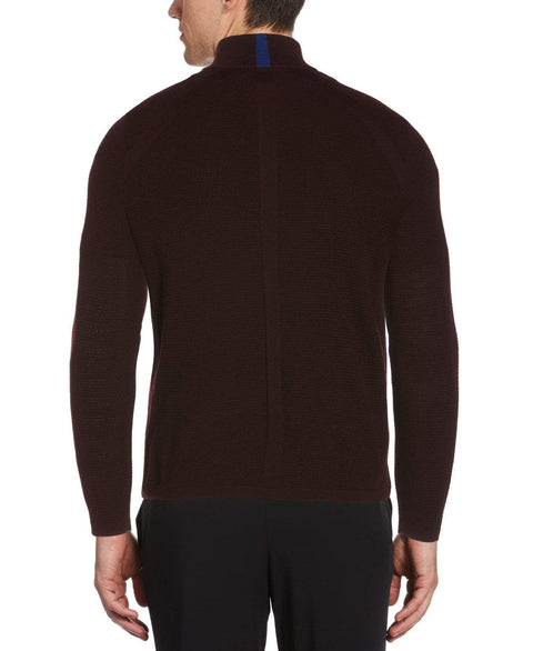 Big & Tall Textured Merino Blend Quarter Zip Sweater Port Perry Ellis