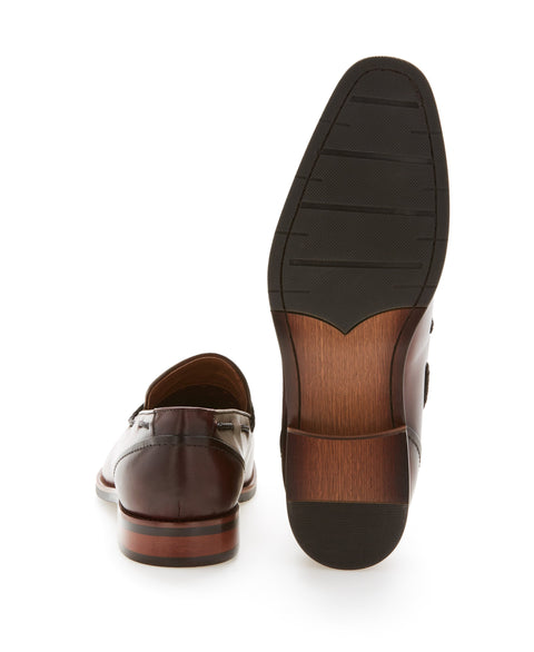 Braided Leather Tassel Loafer Brown Perry Ellis