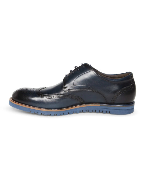 Brogue Wing Tip Leather Oxford Navy Perry Ellis