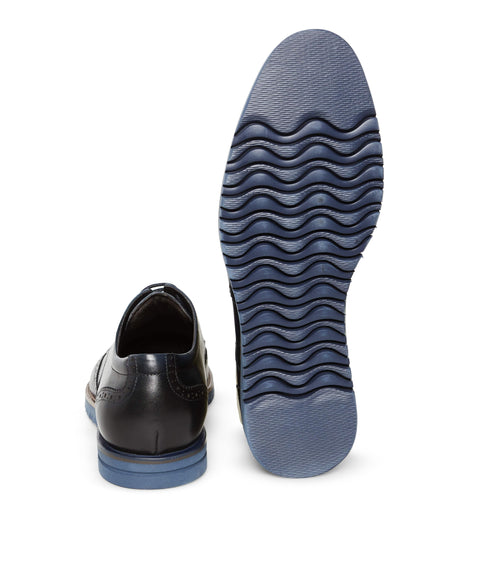 Brogue Wing Tip Leather Oxford Navy Perry Ellis