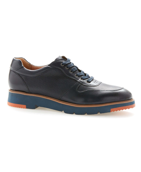 Burnished Leather Oxford Sneaker Navy Perry Ellis