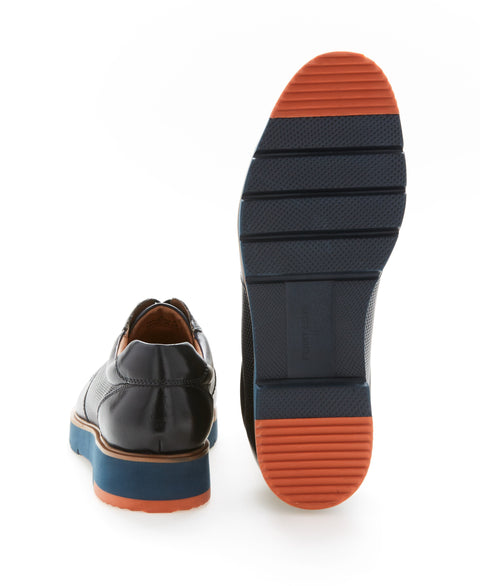 Burnished Leather Oxford Sneaker Navy Perry Ellis