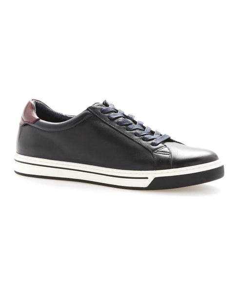 Burnished Leather Sneaker Navy Perry Ellis