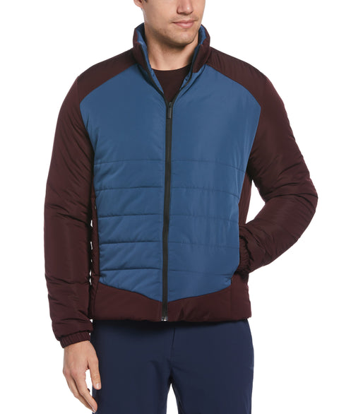 Color Block Puffer Jacket (Dark Denim) 