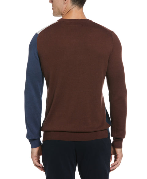 Color Block V-Neck Sweater (Dark Sapphire) 