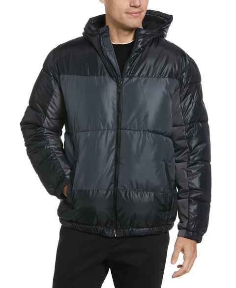 Colorblock Puffer Jacket (Black) 