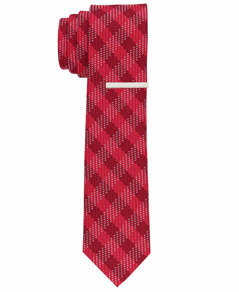 Denin Check Slim Tie (Red) 