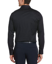 Ditsy Floral Print Stretch Shirt with Collar Stays Dark Sapphire Perry Ellis