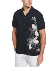 EcoVero™ Large Floral Print Camp Collar Shirt (Dark Sapphire) 