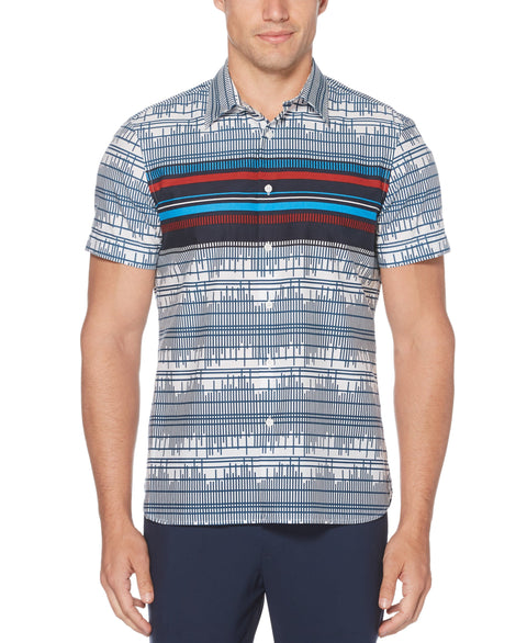Engineered Print Shirt Bright White Perry Ellis