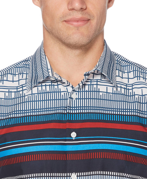 Engineered Print Shirt Bright White Perry Ellis