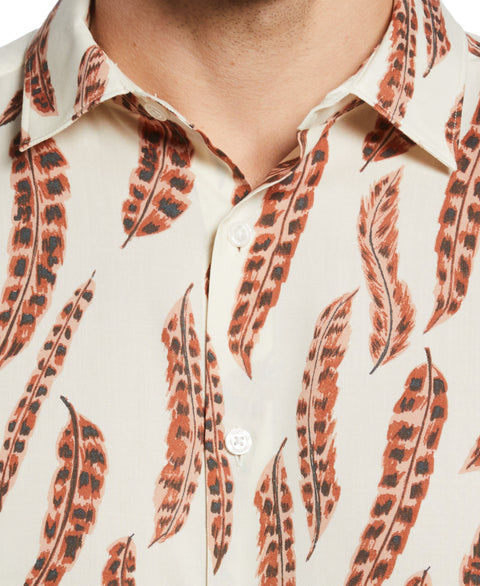 EcoVero™ Feather Print Soft Shirt (Copper Brown) 
