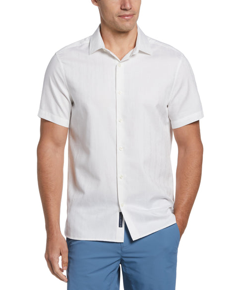 Stripe Floral Jacquard Shirt (Bright White) 