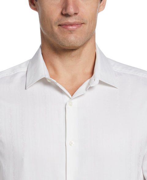 Stripe Floral Jacquard Shirt (Bright White) 