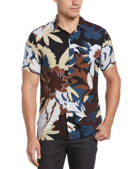 EcoVero™ Floral Print Soft Shirt (Dark Denim) 