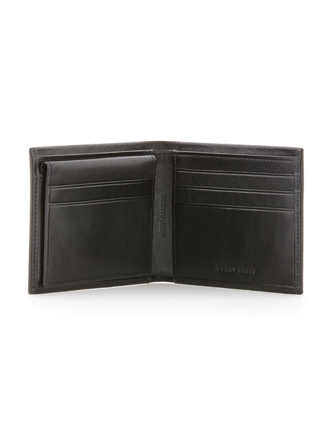 Genuine Glazed Leather Wallet Blk Perry Ellis