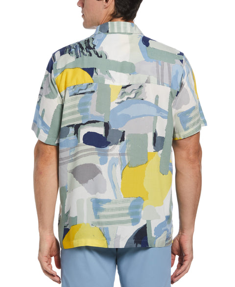 Graphic Print Soft Camp Collar Shirt