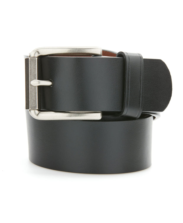 Hex Roller Buckle Leather Belt (Blk) 