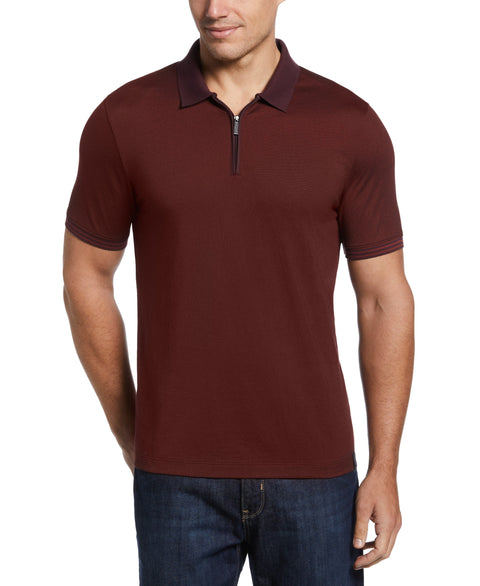 Stripe Quarter Zip Polo (Fudge) 