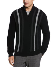 Jacquard Stripe Quarter Zip Sweater (Black) 