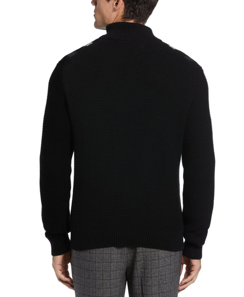 Jacquard Stripe Quarter Zip Sweater Perry Ellis