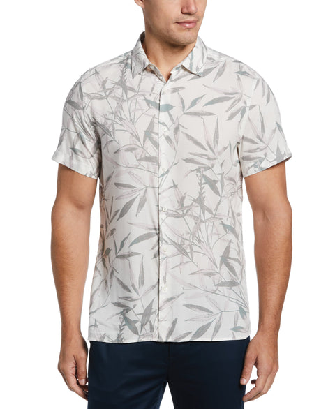 Leaf Print Soft Shirt (Bright White) 