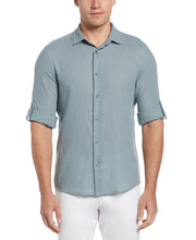 Linen Blend Dobby Roll Sleeve Shirt (Lead) 