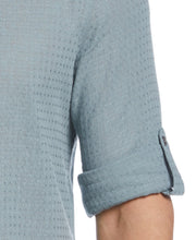 Linen Blend Dobby Roll Sleeve Shirt (Lead) 