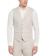 Linen Blend Herringbone Stretch Suit Vest