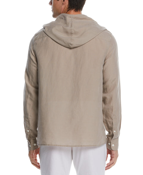 Linen Hooded Shirt  (Rock Ridge) 