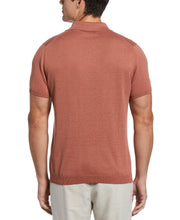 Linen Blend Open Polo (Copper Brown) 