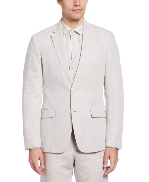 Linen Blend Solid Twill Suit Jacket (Natural Linen) 