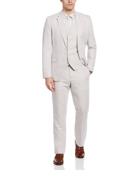 Linen Blend Solid Twill Suit Jacket (Natural Linen) 