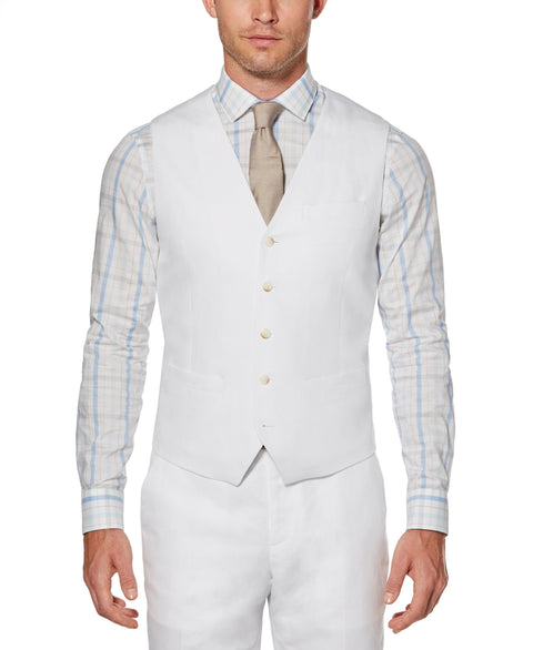 Linen Blend Solid Twill Suit Vest