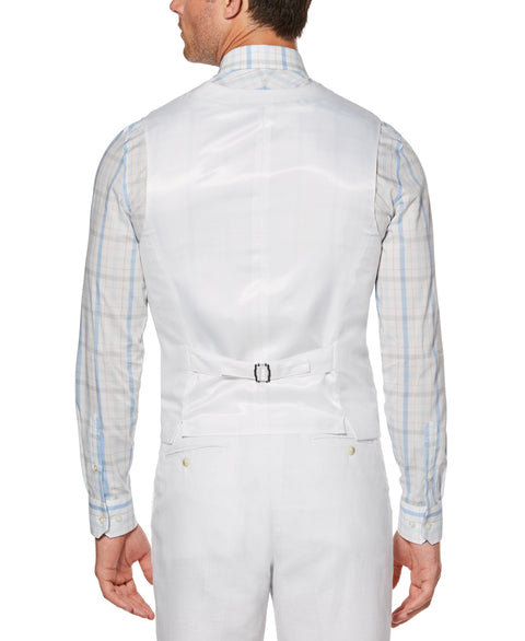 Linen Cotton Twill Suit Vest Bright White Perry Ellis