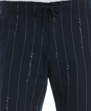 Linen-Like Print Stretch Drawstring Short (Dark Sapphire) 