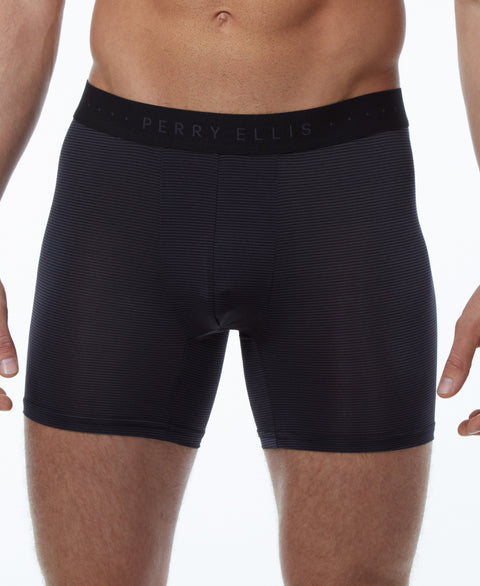Luxe Stripe Boxer Brief Blk/Gry Perry Ellis
