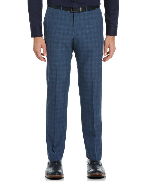 Modern Fit Heathered Windowpane Dress Pant Bay Blue Perry Ellis