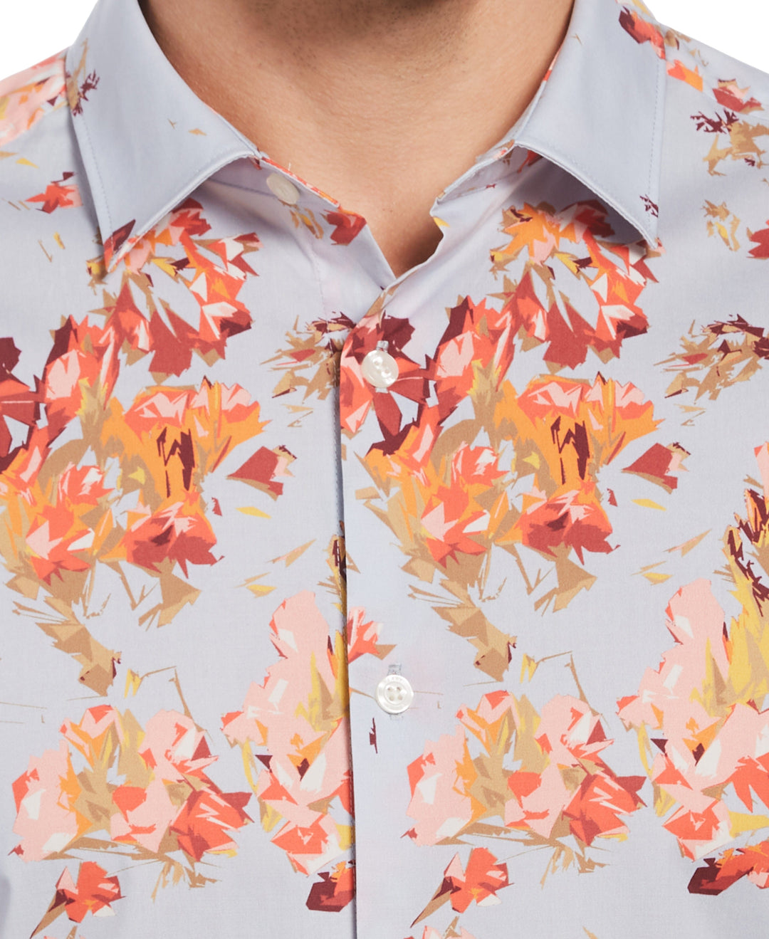 Multi-Color Floral Print Stretch Shirt