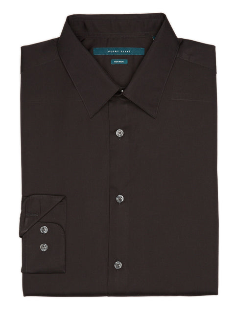 Non-Iron Regular Fit Essential Dress Shirt Black Perry Ellis