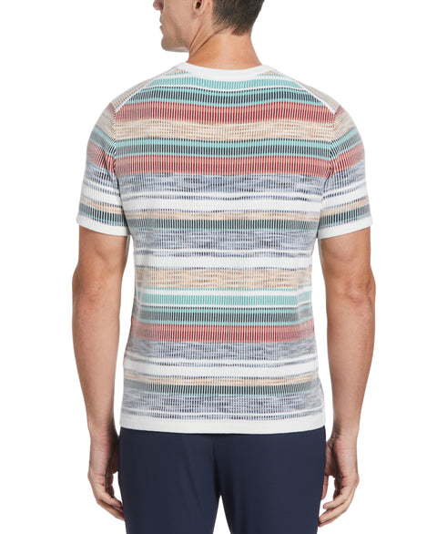 Ombre Stripe Plaited Sweater Tee (Bright White) 