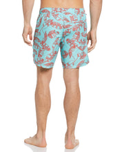 Palm Tree Swim Shorts Aqua Splash Perry Ellis