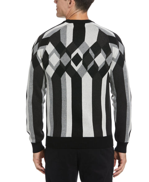 Placed Pattern Crew Neck Sweater (Black) 