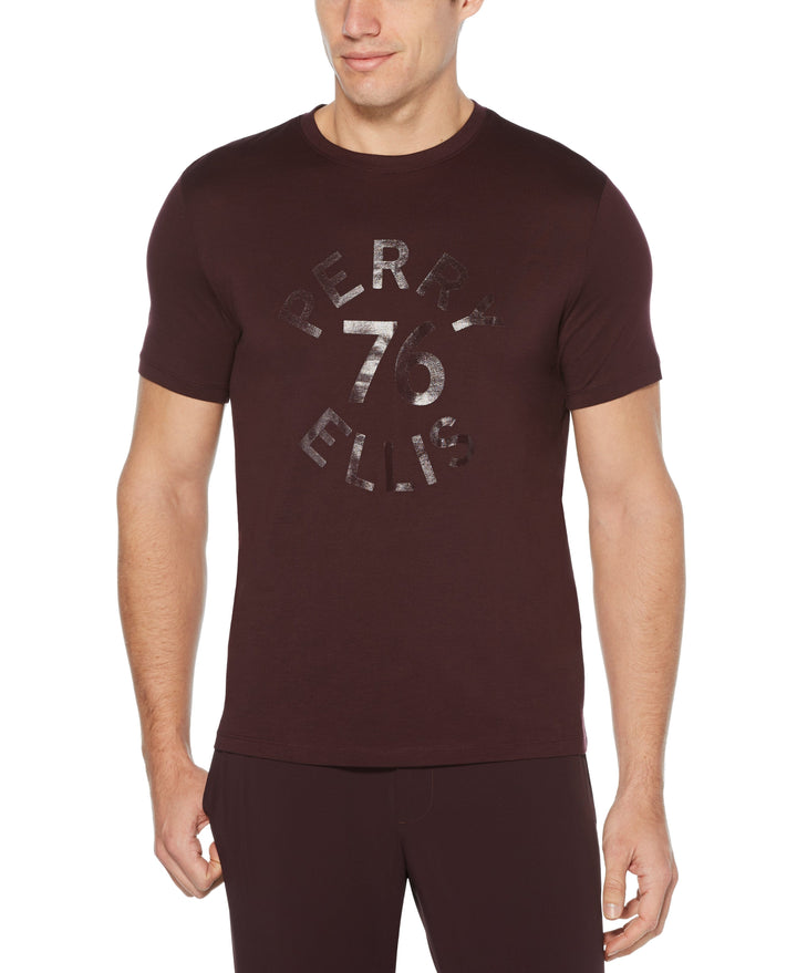 Pima Cotton 76 Print Tee Port Perry Ellis