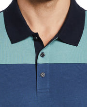 Pima Cotton Blend Color Block Polo (Dark Sapphire) 