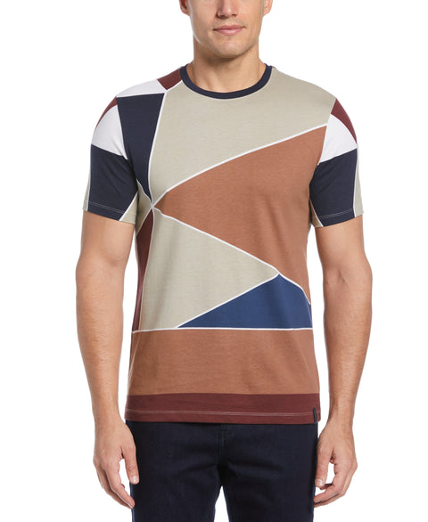 Pima Cotton Blend Patchwork Print Tee (Dark Sapphire) 