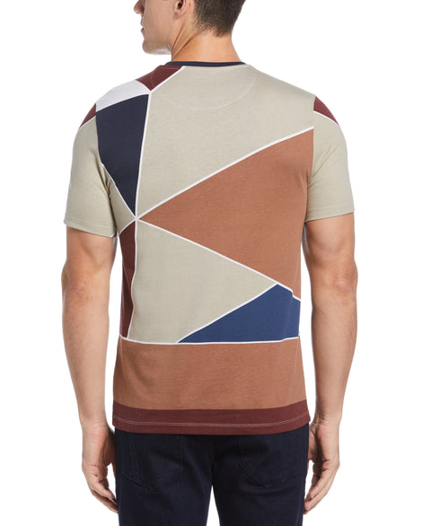 Pima Cotton Blend Patchwork Print Tee (Dark Sapphire) 