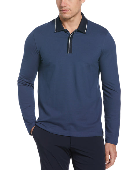 Pique Covered Placket Polo (Dark Denim) 