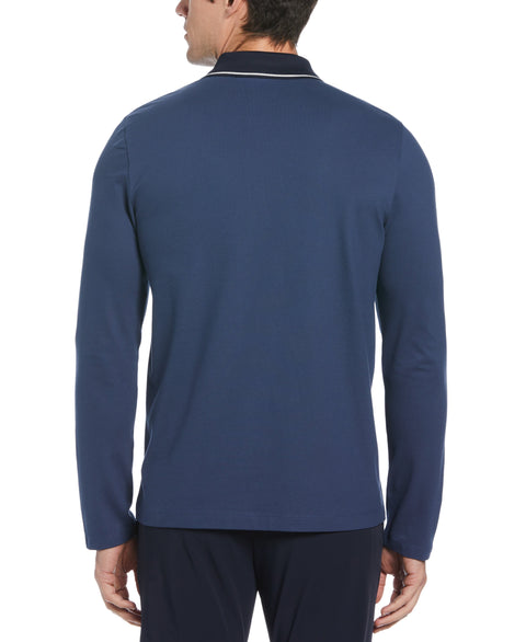 Pique Covered Placket Polo (Dark Denim) 